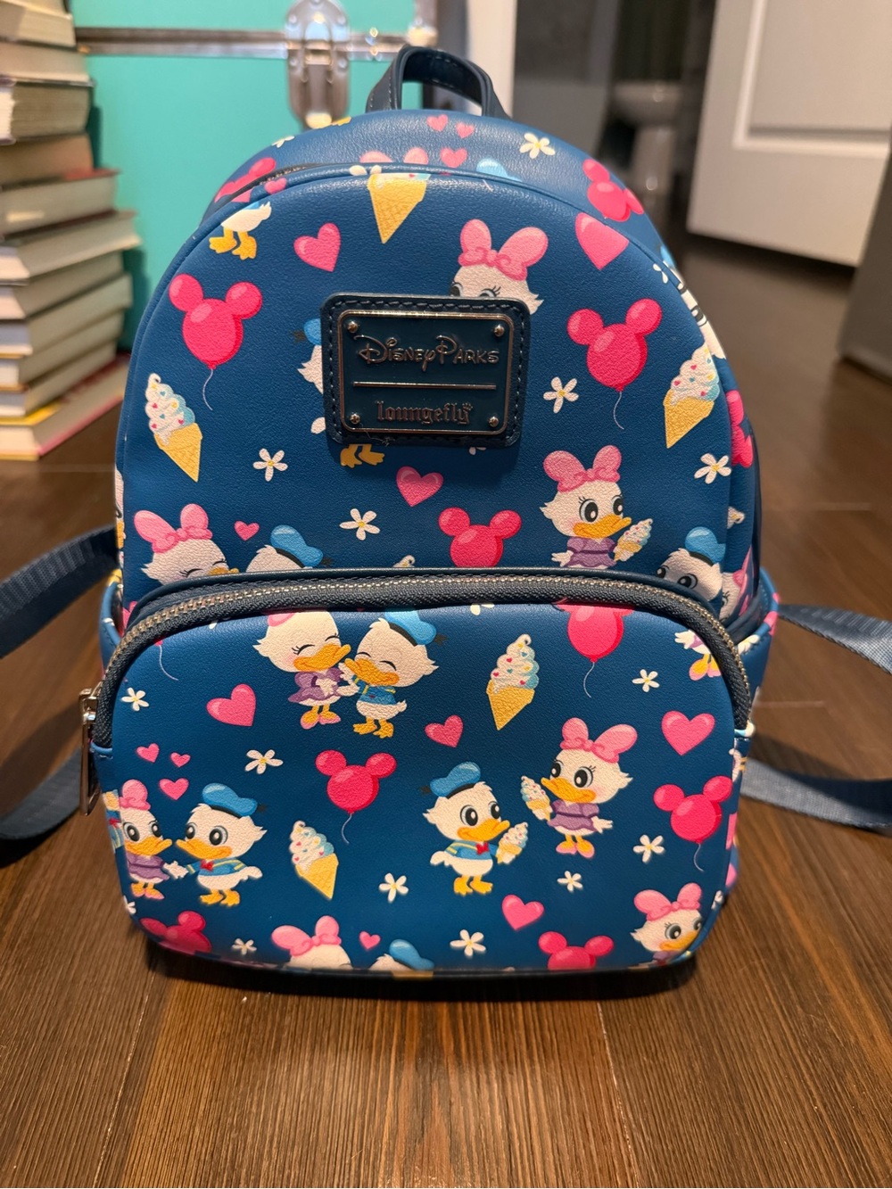 Disney Mini Backpack in Blue with Daisy & Donald Pattern